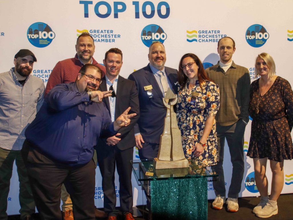Rochester Chamber Top 100 management team at awards ceremony